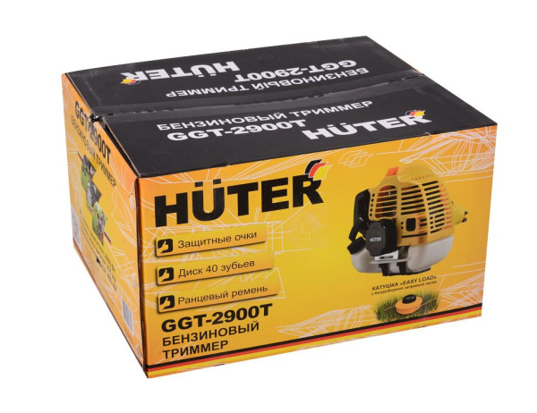 Бензиновый триммер "HUTER" GGT-2900T (2-х тактный, 2900Вт, Леска/нож, бензин АИ-92 + Масло, 6 кг), 70/2/23