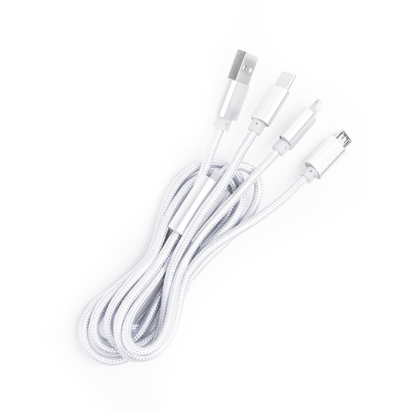 Шнур USB A 2.0-USB Type-C,USB B micro,Lightning, 1 м (шт/шт), серебряный, Атом, (БЫСТРАЯ ЗАРЯДКА), 31037