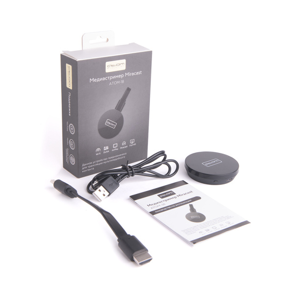 Медиастример Miracast для телевизора ATOM-18, RK3036, поддержка Netflix, форма круг, Атом