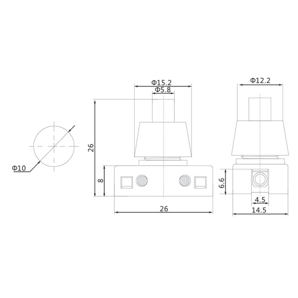 Выключатель-кнопка 250V 2А (2с) ON-OFF  белый  (PBS-17A) (для настольной лампы)  REXANT (в упак. 1шт.)