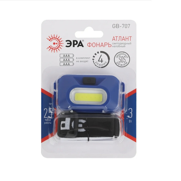 Фонарь Era GB-707 LED налобный на 3хААА, 3Вт, тов-224316