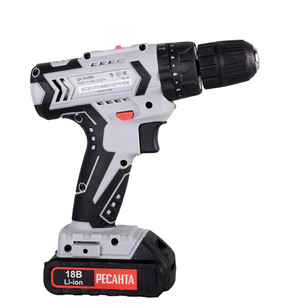 Дрель-шуруповерт аккумуляторная ДА-18-2ЛК-У Ресанта, шт, 75/14/6