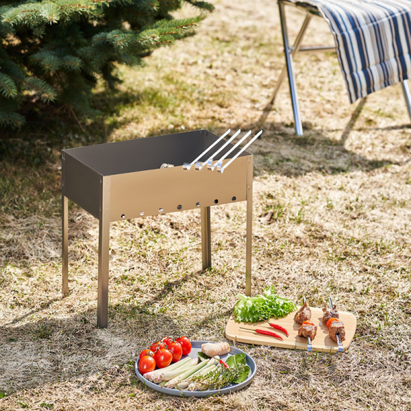 Мангал сборный "ЭКОНОМ" в пленке с шампурами СОКОЛ