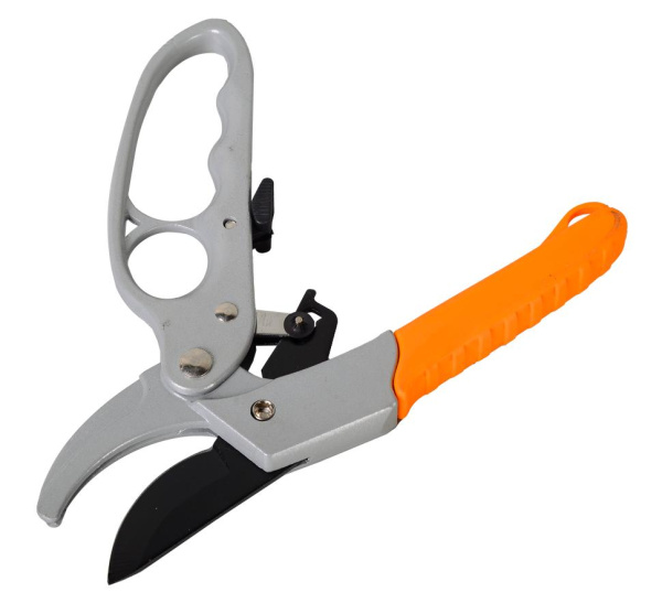 Секатор "ВИХРЬ", 200мм., возвратная пружина, храповый механизм,тефлоновое покр.,металл.обрезиненные рукоятки 73/7/3/3