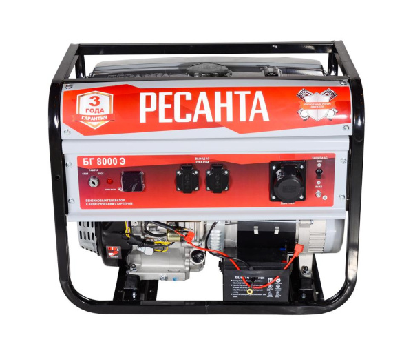 Электрогенератор БГ 8000 Э Ресанта, ЭЛЕКТРОСТАРТЕР, 7000Вт, 64/1/48
