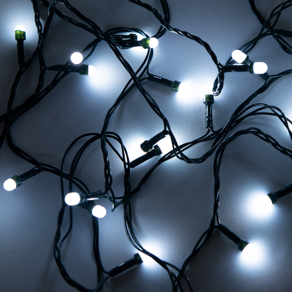 Гирлянда светодиодная "Минишарики", SE-MINI-110W, 10М, 100LED, хол.белый,темно-зел.шн 0,7м, контр, Funray, 2638
