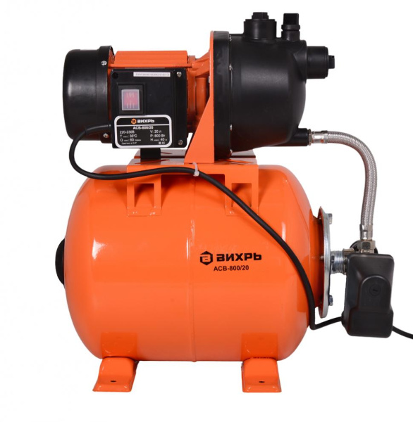 Насосная станция водоснабжения "ВИХРЬ" АСВ-800/19 (800Вт, 60 л/мин, макс. напор 40 метров), 68/1/5
