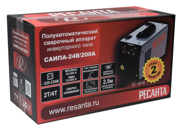 АКЦИЯ! Сварочный полуавтомат САИПА-24В/200А (MIG/MAG) Ресанта, шт, 65/110