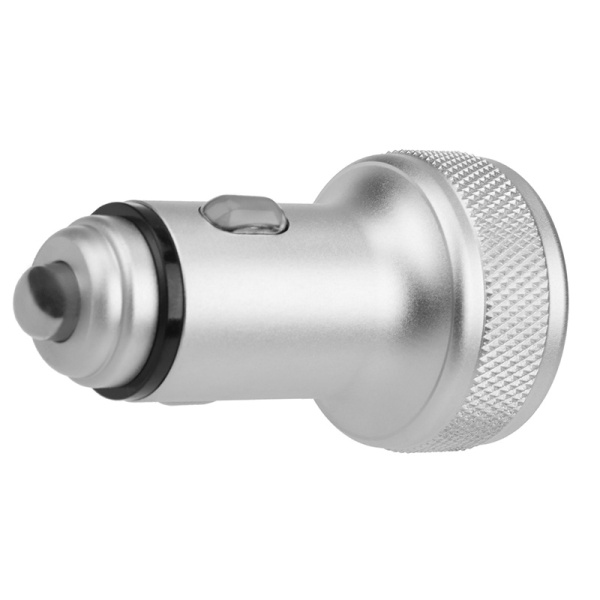 Автозарядка в прикуриватель 2хUSB с дисплеем (АЗУ) (1000+2100 mA) серебристая REXANT