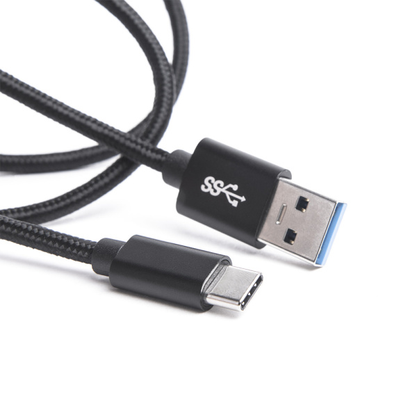 Шнур USB Type-C 3.1 - USB А 3.0, 1,8 м (шт/шт), черный, Атом, (БЫСТРАЯ ЗАРЯДКА), 31024