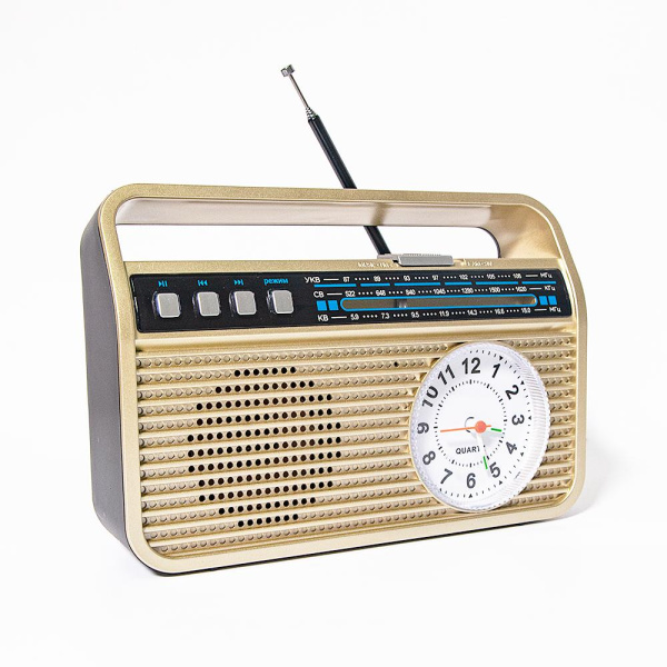 Радиоприемник "БЗРП РП-332", УКВ 87-108МГц,акб 1200mA/h,USB/microSD/AUX/BT,механич.часы,6мм шайба, 11502