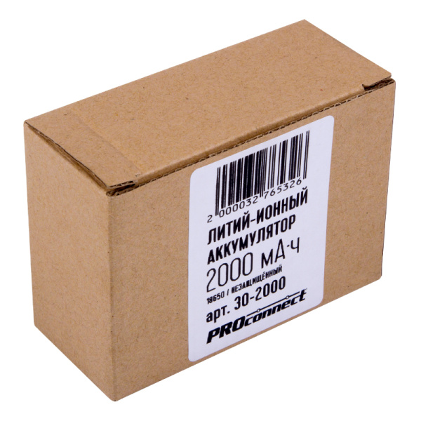 Аккумулятор Proconnect 18650 unprotected Li-ion 2000 mAH